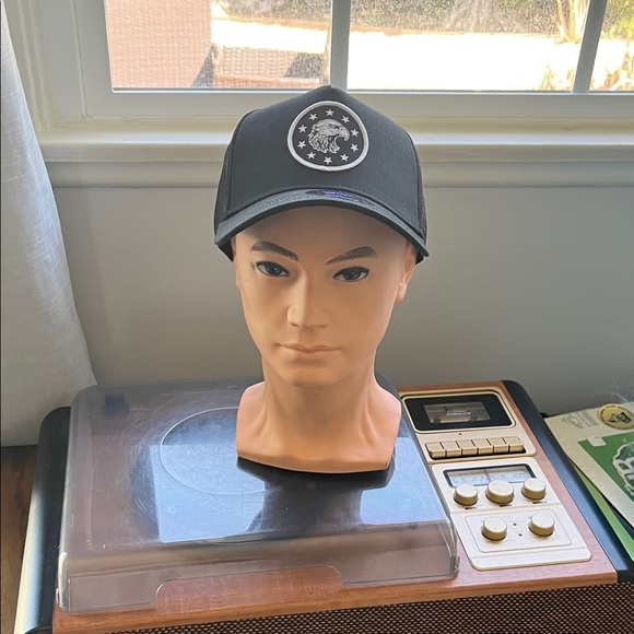 Other - Black Trucker Cap with Embroidered Patch